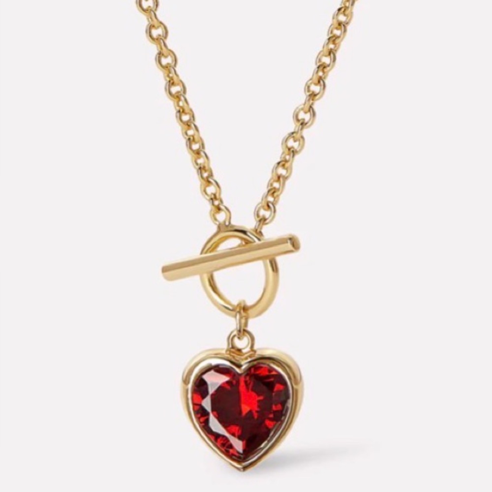 Ana Luisa Gold Heart Pendant Necklace with Red Gemstone